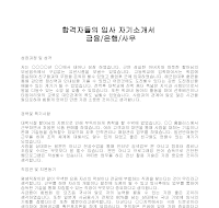 입사 자기소개서(금융은행) 입사 자기소개서(금융은행)